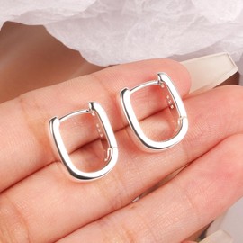 ALEXCRAFT 925 Sterling Silver Earrings Small Chunky Silver Earrings for Women Trendy Small Hoop Earrings Silver Hypoallergenic Earrings Small Thick Huggie Hoops Earrings