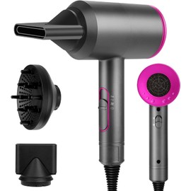 Sendowtek Secador de Pelo de Ion Negativo, Profesional 1800W Secador de Cabello Potente de Secador Rápido 3 Ajustes de Calor con Boquillas y Difusor  