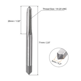 sourcing map 3pcs Hand Tap Set, 1/4-20 UNC Taper/Plug/Bottom Thread Screw Taps, High Speed Steel Hand Threading Tapping Tool Kit
