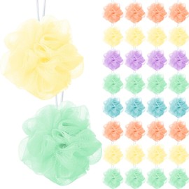 Sunnyray 100 Pcs Loofahs Bulk Bath Sponge Shower Luffas Exfoliating Body Scrubber Packs Assorted Colors Mesh Balls Travel Cleaning Wash Puff Bathing Accessories for Women Men Wash, 20g