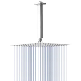 NearMoon Rain Shower Head With Shower Arm, Ceiling Mount Square Shower, Stainless Steel Ceiling Rainfall Showerhead- Waterfall Full Body Coverage (12 Inch, Chrome)