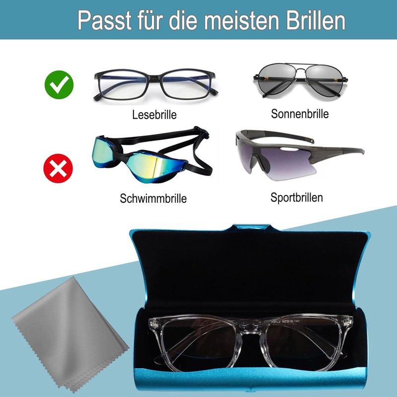 Eyglajdd Lightweight Aluminium Glasses Case for Men and Women, blue