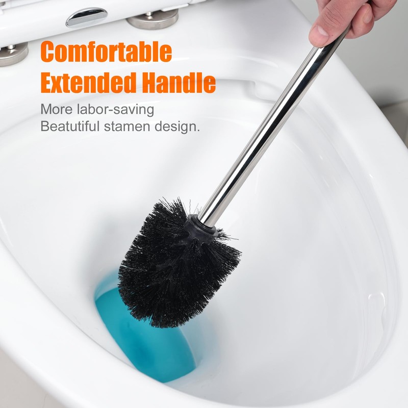 Ibergrif 4PCS Toilet Brushes Replacement, Stainless Steel Handle Toilet Brushes