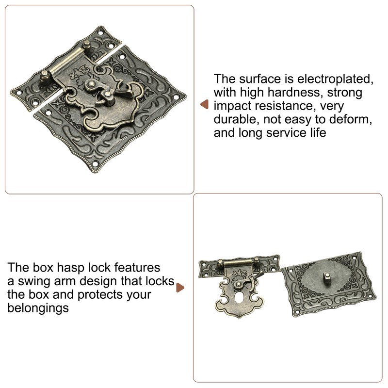 sourcing map Hasp Clasp Latch Lock, 82 x 85mm Decorative