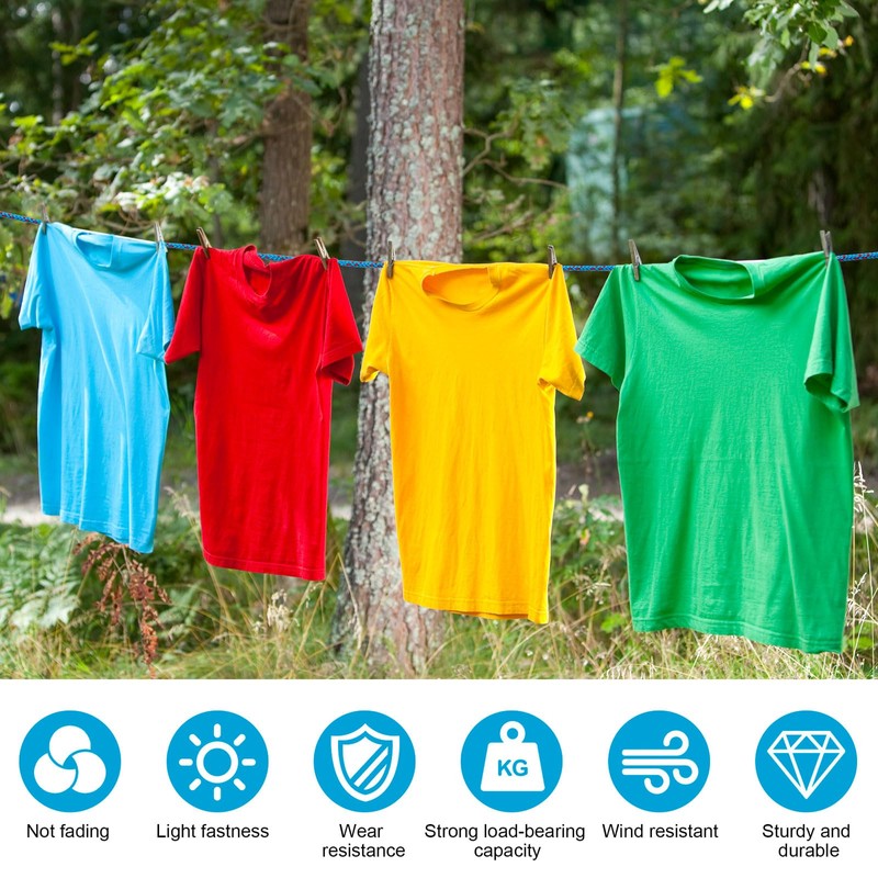 20M Polyester Washing Line Rope,10MM Heavy Duty Clothes Line with