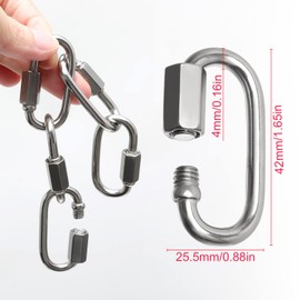 8 Pcs Stainless Steel Locking Carabiner, Quick Link Chain Connector Heavy Duty, for Climbing, Fishing, Hiking, Traveling