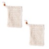 2 Pcs Sisal Soap Bag,Soap Bar Bag with Drawstring,Natural Sisal