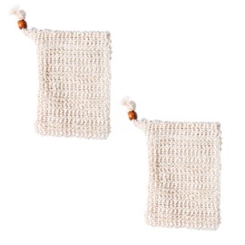 2 Pcs Sisal Soap Bag,Soap Bar Bag with Drawstring,Natural Sisal Exfoliating Mesh Shower Drying soap Holder,Net Double-Layer Durable Soaps Bar Bags,for Foaming, Drying Exfoliation Soaps