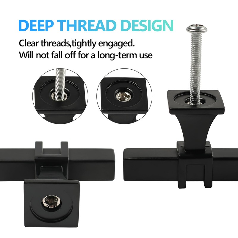 Redunest Matte Black Cabinet Handles, 2 Pack Square T Bar