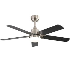 USA in Stock 42 Inch Ceiling Fan Decorative Home Indoor Smart Ceiling Fan With Light and Remote ControlColor: Nickel, Emitting Color: 3 CCT, Lamp Power(W): 18
