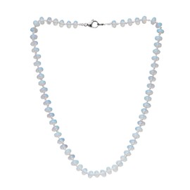 Treasure Bay Women's Handmade Necklace 8mm Rondelle Shape Gemstone Beaded Necklace (SeaOpal)