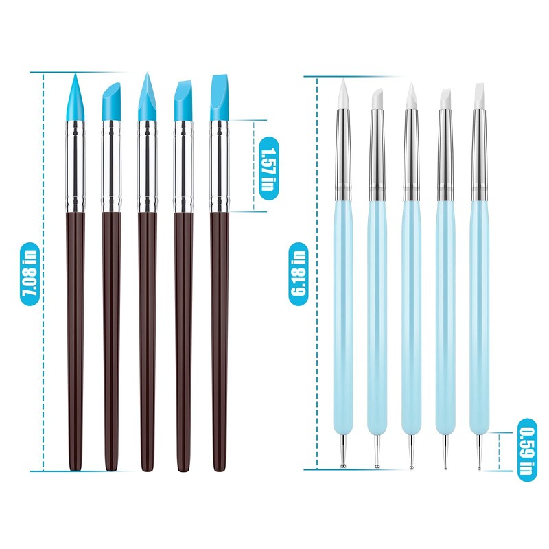Clatoon 10Pcs Silicone Clay Sculpting Tool, Modeling Dotting Tool &