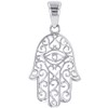 Solid 14K White Gold Filigree Hamsa Hand of Fatima with