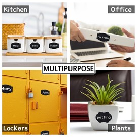 Labels for Jars, Joyoldelf 140Pcs Waterproof Reusable Chalk Labels Kit for Kitchen Organize with 1 White Chalk Pen, Chalkboard Labels Sticker to Decorate Your Pantry Storage Office