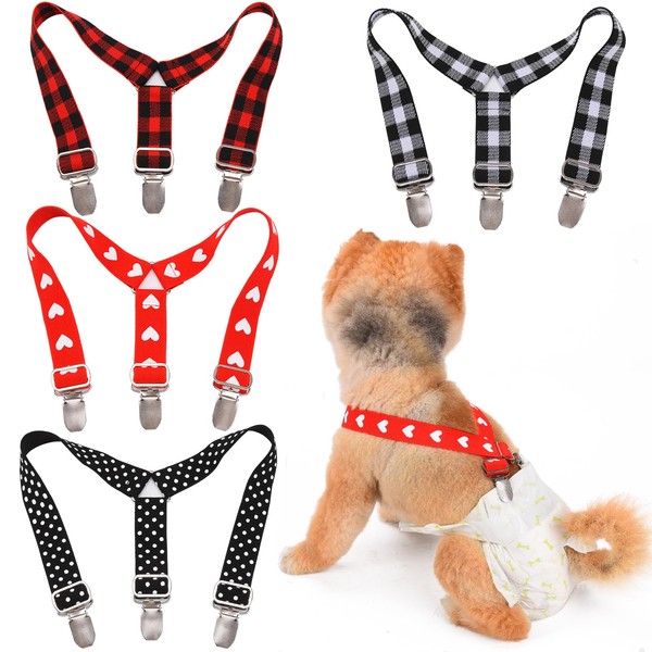TESSVEYA Pack of 4 Dog Nappy Suspenders, Dog Nappies Suspenders