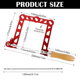 Fretsaw, Fretsaw Set with 13 Replacement Blades, 5 inch Fretsaw Scroll Saw, Multi-Directional Cutting Hand Tool, Hacksaw Bow Saw for Woodworkers, Fretsaw for Wood, Plastic, Rubber, Soft Metal