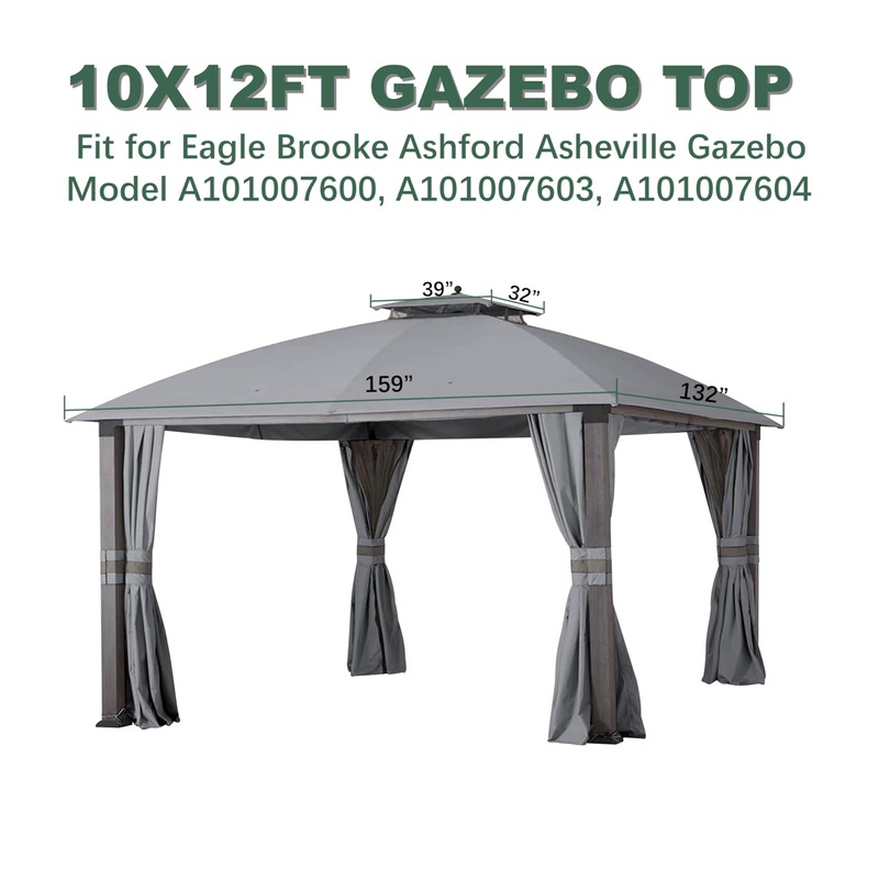 JANCANOPY 10X12 Replacement Gazebo Top for Eagle Brooke Gazebo Model