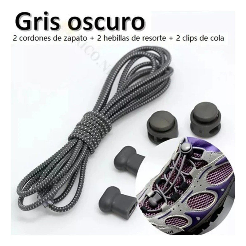 Ajustable Elasticas Deporte Cordones Niños Y Adultos 4 Pzas Negro/gris/blanco/verde