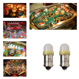 PA LED 10PCS #44#47 ba9s 2 SMD 2835 LED 6.3V DC Bayonet Pinball Gaming Machine Light Bulb Yellow