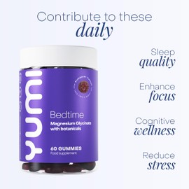 Yumi Nutrition Melatonic Bedtime Magnesium Glycinate Gummies | High Strength 600mg | Vegan | Gluten Free | Blueberry Flavour | 60 Gummies