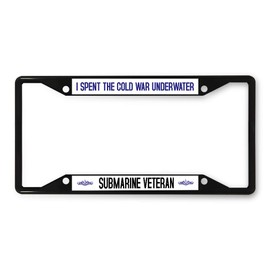 Sign Destination Metal License Plate Frame Cold War Underwater Submarine Veteran Car Auto Tag Holder Black 4 Holes One Frame