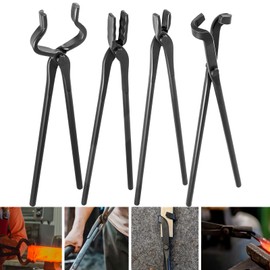 Blacksmith Tongs Set Knife Making Forge Tongs Set Bladesmith Blacksmith Knife Tongs Blacksmithing Forging Tongs Set Black Smith Supplies Tongs Tool (4 Tongs)