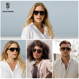 SOJOS Retro Aviator Sunglasses For Men Women Oversized Polarized Trendy Womens UV 400 Shades SJ2304 Black Grey
