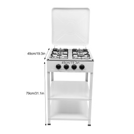 Propane Gas Stove,4 Burner Gas Stove Outdoor Stove Portable Gas Stove with Wind Blocking Cover and Support Leg Bracket 4 Burner LPG for Camping Picnic Home RV Cooking Grill (White)