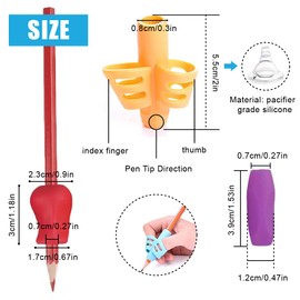 CUHZA Pack of 12 Pencil Grips for Different Pens, Correct Handwriting Posture for Children, Nursery Adults with Special Needs Right or Left Handed (3 Styles)