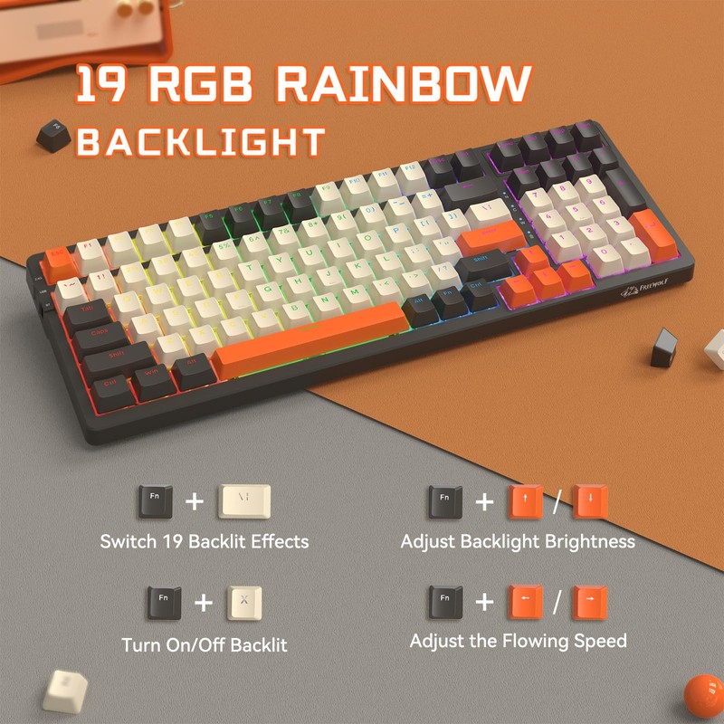 ATTACK SHARK K8 Wireless Mechanical Keyboard, 100 Keys, Hot Swappable