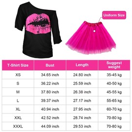 WILDPARTY WILDPARTY 80er Jahre Outfit Damen Set, T-Shirt, Tutu, Gürteltasche, Stirnband, Ohrring, Halskette, Netzhandschuhe, 80er Jahre Kleidung Kostüm Neon Accessoires Thema Party Karneval Damen Frauen