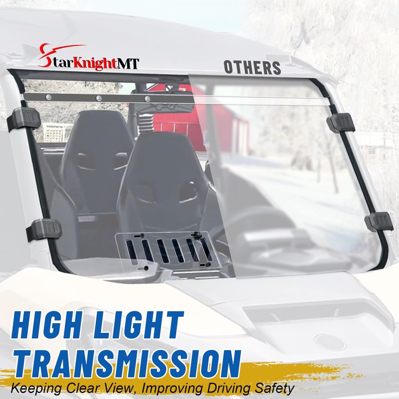 StarknightMT 2021+ Vented Commander Windshield, Commander Sliding Full Window Front