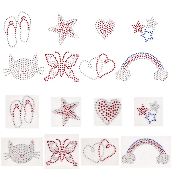 FINGERINSPIRE 16 Pcs 8 Patterns Rhinestone Hot Drilling Pattern DIY