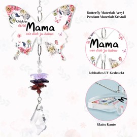 Tulolvae Gifts for Mum, Crystals Sun Catcher Lucky Charm for the Best Mum, Mother's Day Gift, Birthday Gift for Mum, Gift Mother for Mother's Day Birthday