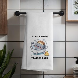 Xiyurlk Live Laugh Toaster Bath Bathroom Hand Towels, Funny Toaster Bathing Hand Towels for Bathroom Washroom Restroom Decor, 16x24 Inch,A015