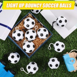 Sotiff 36 Pcs 2.6 Inch Light up Soccer Ball Bouncy Ball LED Flashing Squeaky Ball with Rope Rubber Sensory Toy Stress Balls Bulk for Valentine's Day Birthday Glowing Party Gifts Carnival Favors