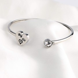 3 Sisters Bracelet Set - Big, Middle, Little Sister Cuff Bangle Jewelry Gift for Family and Friends