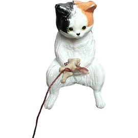 Rosojodg White Cat Fish Tank Decorations Landscape Scenes, Cute Fishing Cat, Statue Figurines Ornament, Aquarium Decor Miniature Animal Ornaments