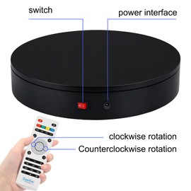 32cm Rotating Platform, 88-300lbs Capacity Motorized Electric Turntable, Heavy Duty Motorized Rotating Base, Large Motorized Rotating Display Stand,Photography Turntable (12.6inch/Black/300Lbs Load)