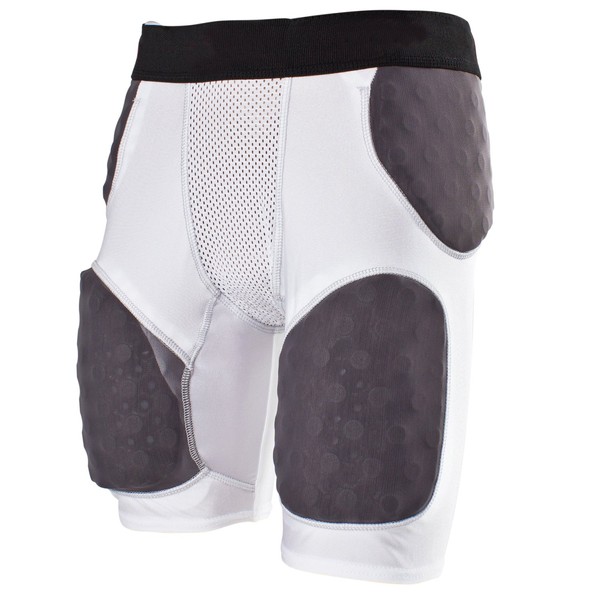 Cramer Thunder 5 Pad Football Girdle With Integrated Hip, Thigh and Tailbone Pads, Designed for Protection from High Impacts, High Hip Pad Coverage, Extra Thigh Padding Protection, Gray, Small