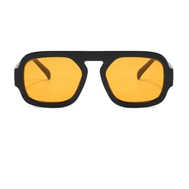 Azoxus Retro Square Sunglasses Women Men Designer Inspired Aviator Shades Flat Top Vintage Plastic Frame Yellow Lenses/Black Frame