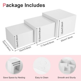 3 Pcs Buffet Risers, Food Risers For Buffet Table, Buffet Risers And Stands, White Boxes For Food Display, Dessert Table Display Set For Buffet, Wedding, Event, Birthday Party (7.9"-6.9"-5.9")