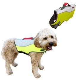 KONG Sport Water Float Dog Flotation Life Jacket Vest, Swimming Float Aid with Safety Handle, Adjustable Comfortable Durable Preserver High Buoyancy Coat (Green, X-Small)