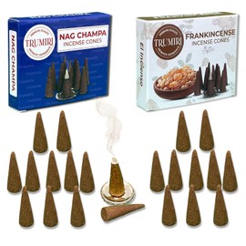 Incense Cones - Combo Pack of 20 Cone Incense - 10 Frankincense + 10 Nag Champa - Insence Cones - Incense Cones Scented - Cone Incense Scents - Insense Cones - Incent Cone
