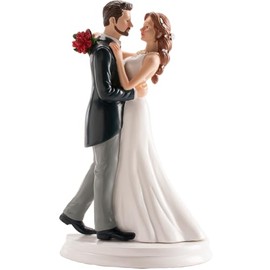 dekora - Figura de Novia y Novio para Tarta de Boda, Color Negro y Blanco, 20 cm