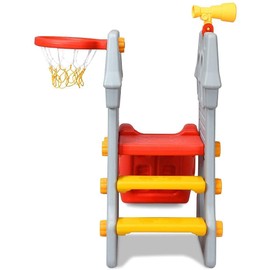 LUARANE 4 in 1 Kids Slide, Children’s Climber Slide Set with Basketball Hoop, Telescope, Crawl Through Space, Easy Climb Stairs, Playground Toys Set for Indoor and Outdoor Games