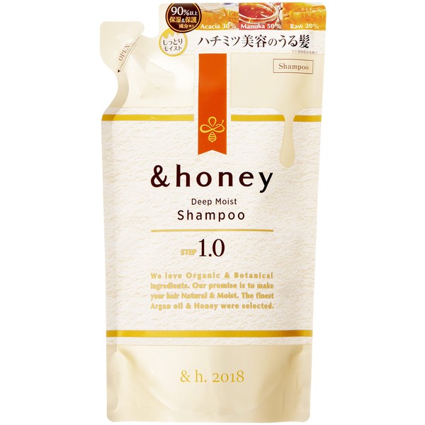 & Honey Deep Moist Shampoo Refill, Super Moisturizing Organic Formula, 11.8 fl oz (350 ml)