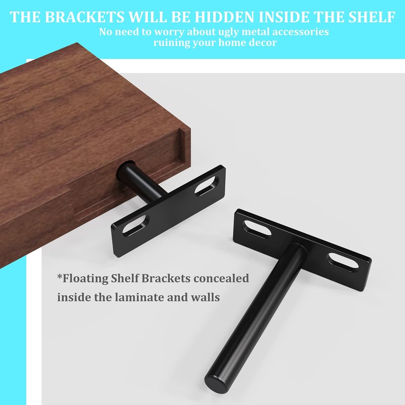 M MIMHOOY 8 Pcs 4 inch Floating Shelf Bracket, Solid