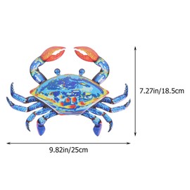 Happyyami Metal Crab Wall Decor Ocean Art Outdoor Hanging Beach Theme Decorations Blue Sea Sculpture for Patio Porch Fence