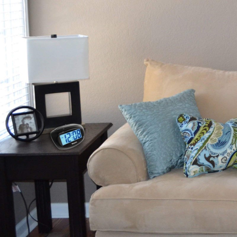 Westclox 70043X Large Easy-to-Read LCD Battery Alarm Clock, Black